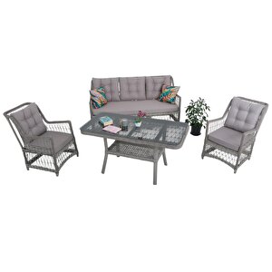 Lavida Bahçe Oturma Takımı | Rattan Bahçe Balkon Takımı |  3+1+1 Ve Sehpa