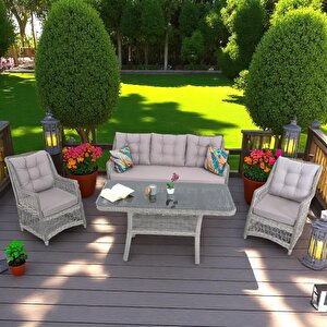 Lavida Bahçe Oturma Takımı | Rattan Bahçe Balkon Takımı |  3+1+1 Ve Sehpa