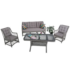 Lavida Bahçe Oturma Takımı | Rattan Bahçe Balkon Takımı |  3+1+1 Ve Sehpa