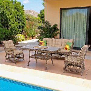 Lavida Bahçe Oturma Takımı | Rattan Bahçe Balkon Takımı |  3+1+1 Ve Sehpa