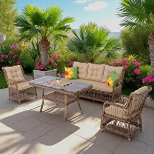 Lavida Bahçe Oturma Takımı | Rattan Bahçe Balkon Takımı |  3+1+1 Ve Sehpa