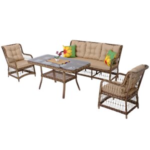 Lavida Bahçe Oturma Takımı | Rattan Bahçe Balkon Takımı |  3+1+1 Ve Sehpa