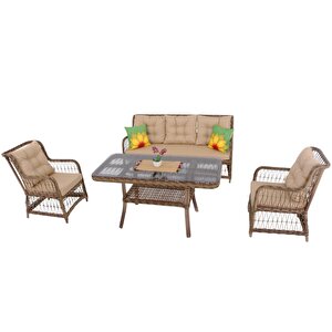Lavida Bahçe Oturma Takımı | Rattan Bahçe Balkon Takımı |  3+1+1 Ve Sehpa