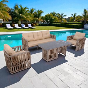 Talia | Rattan Bahçe Oturma Grubu | 3+1+1 Sehpalı Bahçe Takımı