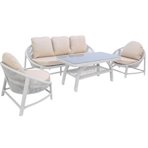 Marise | Üçlü Rattan Bahçe Oturma Grubu | 3+1+1+sehpalı Bahçe Takımı