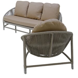 Marise | Üçlü Rattan Bahçe Oturma Grubu | 3+1+1+sehpalı Bahçe Takımı