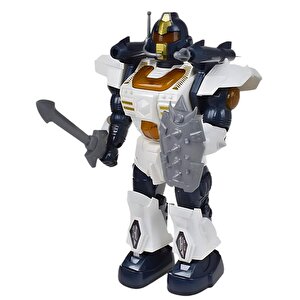 s Işıklı Sesli Ve Roket Atan Savaşçı Beyaz Robot 6051