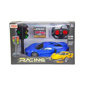s 1:16 Uzaktan Kumandalı Usb Araba Rc Trafik Işıklı Mavi 29ac