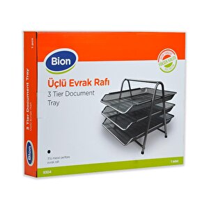 Perfore Üçlü Evrak Rafı Siyah 9304