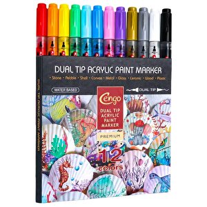 Çift Uçlu Akrilik İşaretleyici Kalem 12 Renk Cgo604