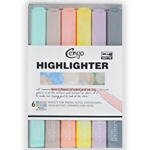 Kare Tipi Highlighter Fosforlu Kalem Morandi Renkler 6lı Set Cgo705