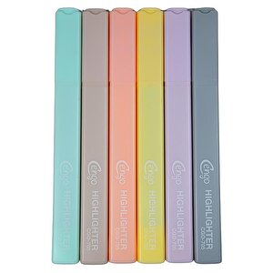 Kare Tipi Highlighter Fosforlu Kalem Morandi Renkler 6lı Set Cgo705
