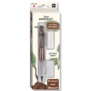 Deep Mekanik Kurşun Kalem 07mm Grip Ve Silgi Yedekli Kahverengi