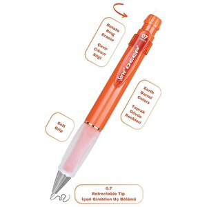 Deep Mekanik Kurşun Kalem 07mm Grip Ve Silgi Yedekli Set Kiremit