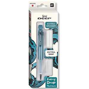 Deep Mekanik Kurşun Kalem 07mm Grip Ve Silgi Yedekli Set Okyanus Mavisi