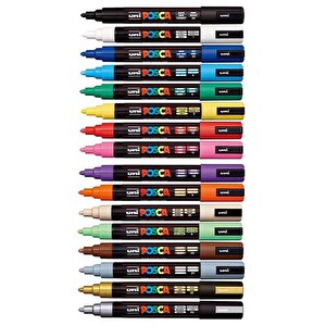 Uni Posca Su Bazlı Marker Seti 16lı Karışık Renkler 1.8 2.5mm Pc5m