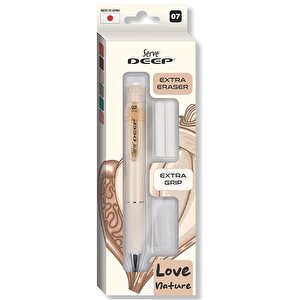 Deep Mekanik Kurşun Kalem 07mm Grip Ve Silgi Yedekli Set Fildişi