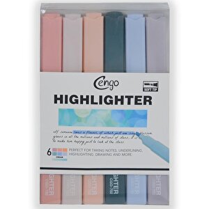 Kare Tipi Highlighter Fosforlu Kalem Cream Renkler 6lı Set Cgo702