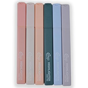 Kare Tipi Highlighter Fosforlu Kalem Cream Renkler 6lı Set Cgo702