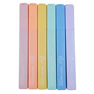 Kare Tipi Highlighter Fosforlu Kalem Candy Renkler 6lı Set Cgo701