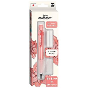Deep Mekanik Kurşun Kalem 07mm Grip Ve Silgi Yedekli Set Mercan