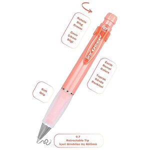 Deep Mekanik Kurşun Kalem 07mm Grip Ve Silgi Yedekli Set Mercan