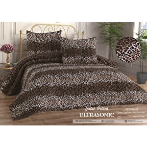Leopar Desenli Model 3 Parça 1 Yatak Örtüsü (200x240 Cm) + 2 Yastık Kılıfı (50x70) Cm