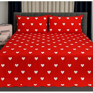 Kalpli Kırmızı Model 3 Parça 1 Yatak Örtüsü (200x240 Cm) + 2 Yastık Kılıfı (50x70) Cm