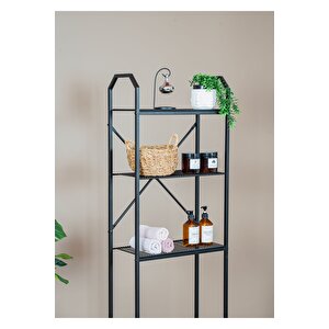 Uyan Ev Ürünleri̇ Klozet Üstü Raf Metal Siyah 3 Raflı Dekoratif Banyo Düzenleyici