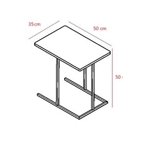 UYAN EV ÜRÜNLERİ Yan Sehpa Dekoratif Metal Ayaklı Siyah Ahşap Tablalı Koltuk Yanı Çok Amaçlı C Sehpa