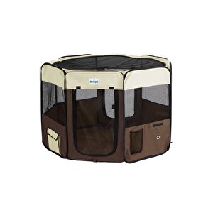 Pet Park Oyun Alanı, Köpek Çiti, Doğum Evi Krem Kahverengi 91x91x54 Cm