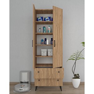 Safir Meşe 2 Kapaklı 2 Çekmeceli Çok Amaçlı Dolap