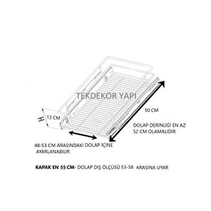 Huzur Bağimsiz Tandem Frenli̇ Rayli Tel Çekmece Sepeti̇   Kapak En 45 Cm