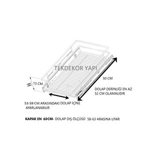 Huzur Bağimsiz Tandem Frenli̇ Rayli Tel Çekmece Sepeti̇   Kapak En 45 Cm