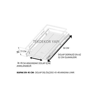 Huzur Bağimsiz Tandem Frenli̇ Rayli Tel Çekmece Sepeti̇   Kapak En 40 Cm