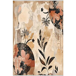 Pamuk Dokuma Taban Halı – Bej; Siyah; Kahverengi; Turuncu – Floral Desen, Makinede Yıkanabilir, Kolay Temizlenebilir, Toz Ve Tüy Tutmaz, Kaymaz, Evcil Hayvan Dostu 200x350 cm