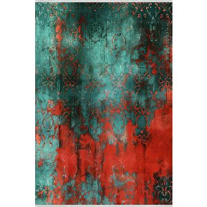 Pamuk Tabanlı Kaymaz Halı – Kırmızı; Yeşil; Siyah – Soyut Desen, Makinede Yıkanabilir, Kolay Temizlenebilir, Toz Ve Tüy Tutmaz, Evcil Hayvan Dostu 120x180 cm