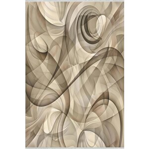Pamuk Tabanlı Kaymaz Halı – Bej; Kahverengi – Soyut Desen, Makinede Yıkanabilir, Kolay Temizlenebilir, Toz Ve Tüy Tutmaz, Evcil Hayvan Dostu 160x350 cm