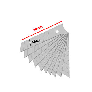 Maket Bıçağı Yedeği Ucu Kalınlık 0.50 Mm En: 1.8 Cm Uzunluk: 10 Cm Kırılabilir Yedek Uç 10 Adet