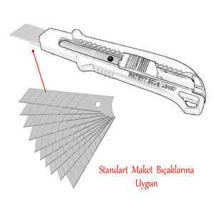 Maket Bıçağı Yedeği Ucu Kalınlık 0.50 Mm En: 1.8 Cm Uzunluk: 10 Cm Kırılabilir Yedek Uç 10 Adet
