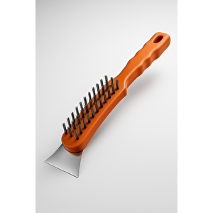Metal Spatulalı Çelik Tel Fırça 270 Mm Kazıma Temizleme Pas Sökücü Çelik Kıllı El Tipi Nalbur Fırça