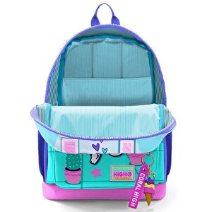 Kids Turkuaz Pembe Dondurmalı Kedi Desenli Okul Sırt Çantası 23751