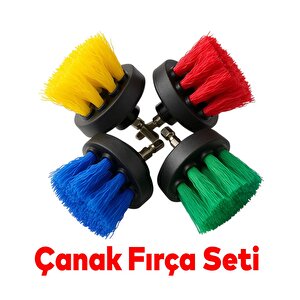 Çanak Tip Renkli Matkap Uyumlu Çok Amaçlı Temizlik 4'lü Fırça Seti  Araç, Banyo, Derz, Jant, Fayans