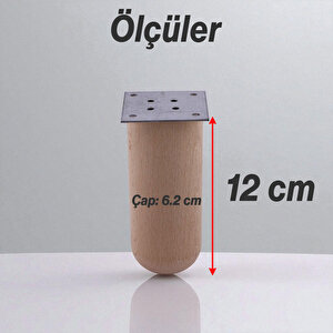 Doğal Ahşap 12 Cm Silindir Ayak Set Mobilya Koltuk Kanepe Sehpa Masa Ayağı Ayakları 4 Adet