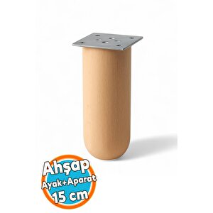Ahşap Silindir Ayak 15 Cm Aparat Dahil Mobilya Koltuk Kanepe Sehpa Masa Ayağı Ayakları