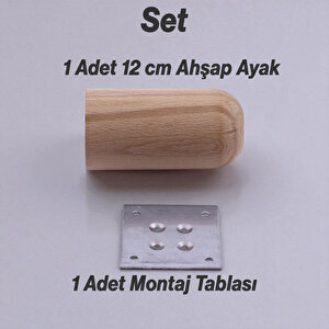 Ahşap Silindir Ayak 12 Cm Aparat Dahil Mobilya Koltuk Kanepe Sehpa Masa Ayağı Ayakları