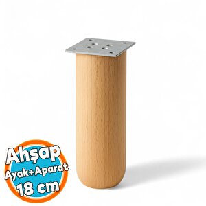 Ahşap Silindir Ayak 18 Cm Aparat Dahil Mobilya Koltuk Kanepe Sehpa Masa Ayağı Ayakları
