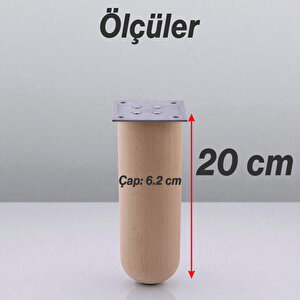 Doğal Ahşap Silindir Ayak 20 Cm Set Mobilya Koltuk Kanepe Sehpa Masa Ayağı Ayakları 4 Adet