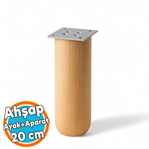 Ahşap Silindir Ayak 20 Cm Aparat Dahil Mobilya Koltuk Kanepe Sehpa Masa Ayağı Ayakları