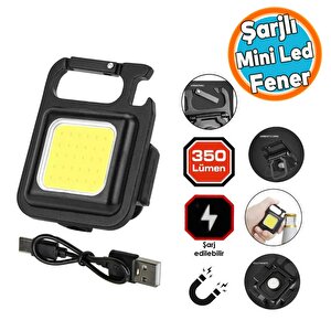Mini Led El Feneri Anahtarlık Tipi Mıknatıslı Taşınabilir Kamp Lambası Şişe Açacağı 350 Lümen 2 Watt